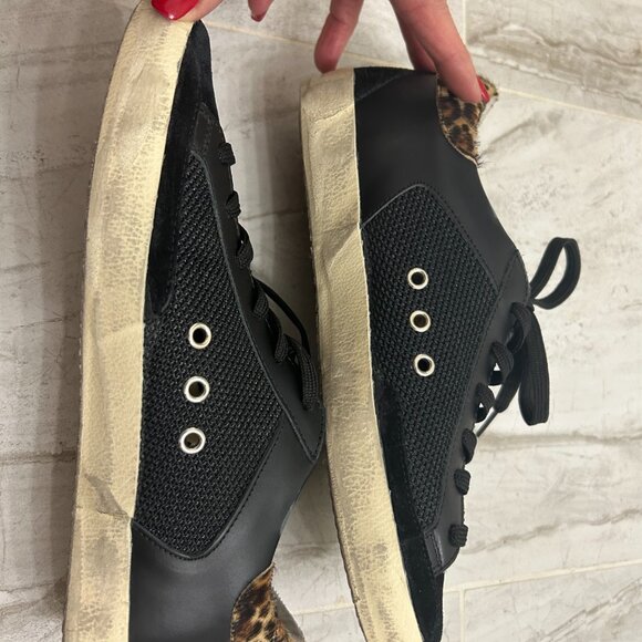 Golden Goose Superstar Black Leather/Mesh/Suede, Gold Star Leopard Heel  EU 40 - Picture 9 of 11